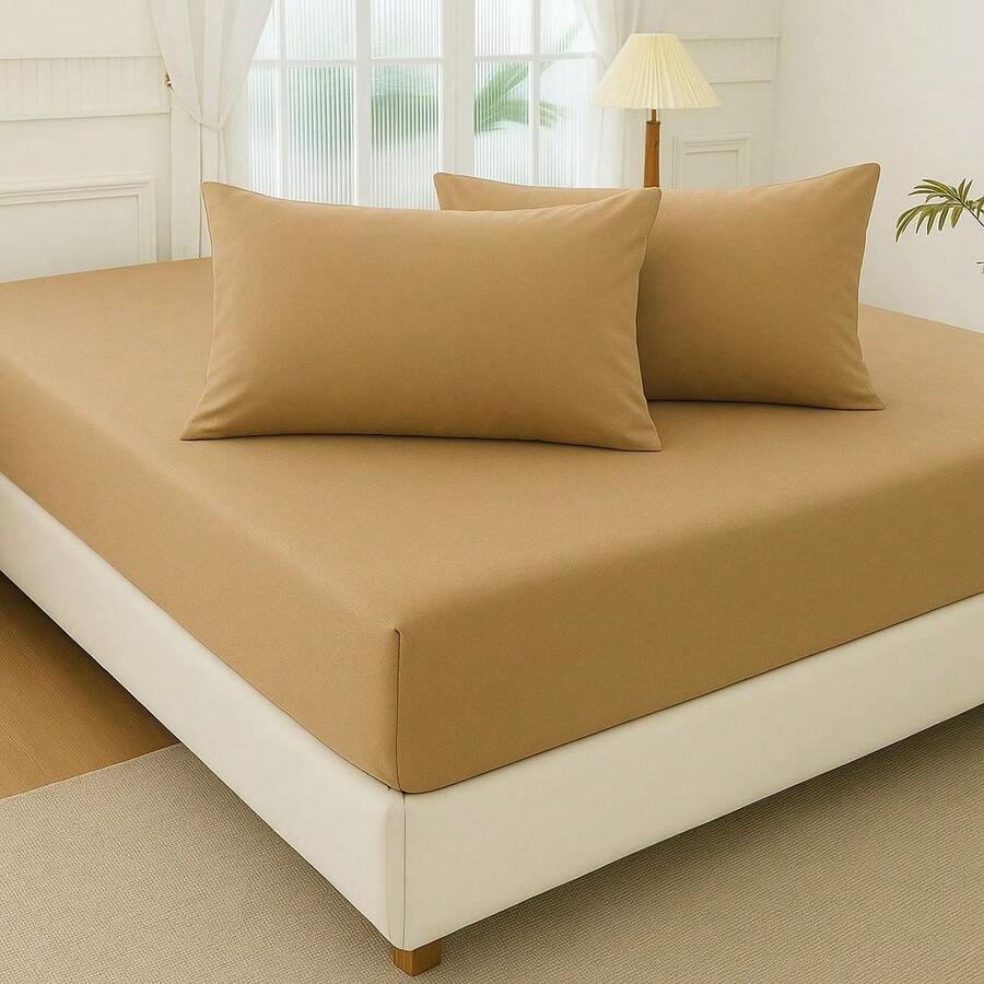 QUEEN SHEET SET 400 THREADLINE 3 PIECES MICROPERCALE - LIGHT HAZELNUT - View 1