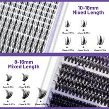 Lash Clusters Kit 1010Pcs 5-Panel Eyelash Curler Set Multiple Styles Mixed Length Eyelash Curler Set Comes With 2 Lash Bond And Seal 2 Lash Removers 1 Tweezer For DIY Eyelash Curler Sets At Home(8-18mm) - 黑色 - 查看 3