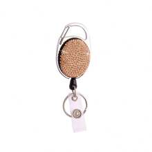 1pc Colorful Rhinestone Inlaid ABS Plastic Retractable Badge Reel, ID Card Holder With Belt Clip And 360 Degree Swivel Back To School