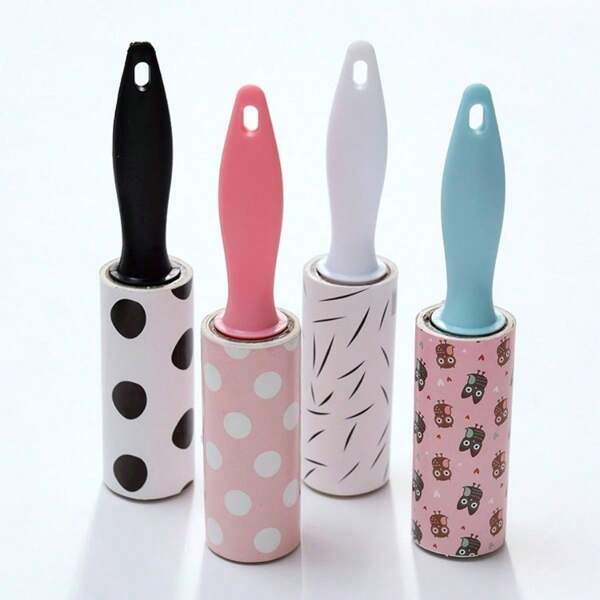 1pc/2pcs/3pcs/4pcs Mini Detachable Clothing Fuzz Remover, Flocking Lint Roller, Portable Flocking Paper, Random Colors