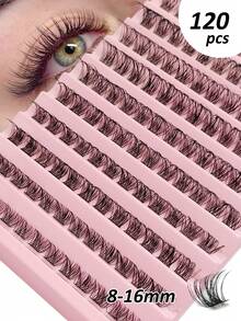 Rikuaild 120 件簇状睫毛仿貂皮睫毛舒适 D 卷曲 8-16 毫米混合自然长睫毛分段延长个人睫毛化妆工具睫毛簇、睫毛簇、单根睫毛、睫毛、假睫毛 - D - 查看 1
