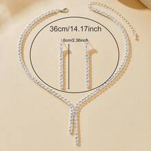 Set de 3 piezas de joyería minimalista de moda con collar y pendientes de strass, versátil para uso diario