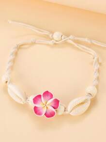 Summer Beach Style Soft Clay Flowers Woven Anklet