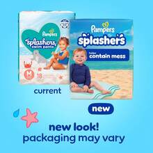 Pampers - Pantalones de natación desechables Splashers, pequeños (13 a 24 libras), 20 unidades - > 31 libras, talla L - nueva versión - Ver 5