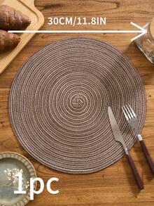 1/4/6/12pcs Bohemian Style Woven Placemats, Round Solid Color Tableware Coasters For Kitchen, Dining Table Decor, Suitable For Holiday Parties, Birthdays, Rustic Country Outdoor Home Decor, All Seasons - Brown - View 15