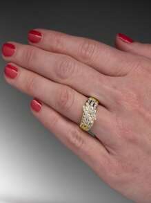 Anel de cobre com zircônia cúbica para decoração, joia elegante adequada para uso diário feminino, casamento, festa, noivado, presente de dia dos namorados