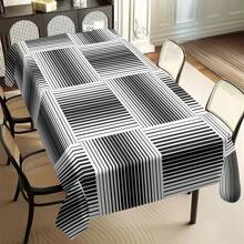 1/20pcs Classic Black Background Embellished Blue And Yellow Line Pattern Tablecloth, Vivid Image, Perfect For Indoor/Outdoor Decorations, Parties, Lunches And Dinners, Stylish Theme | Durable Tablecloths