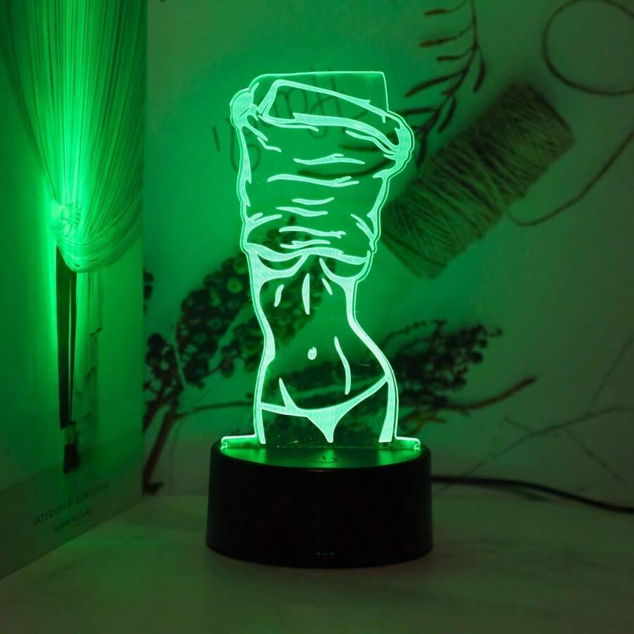 1 件独特的 3D 幻觉夜灯，性感的女性设计 - 触摸控制，USB 供电台灯，适合卧室氛围 - 多色光 - 查看 1