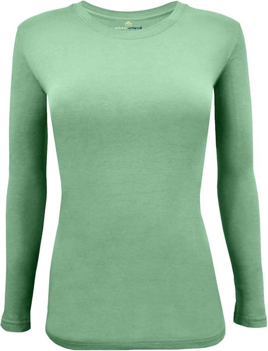 Women's Under Scrub Tee Crew Neck Long Sleeve-Shirt - Meadow Green - View 1