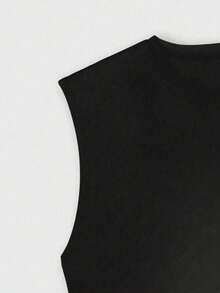 Camiseta de tirantes casual de 100% algodón 220g con estampado digital de Adam Sandler para hombres, 1 pieza de chaleco de cuello redondo para atuendos de verano - Negro - Ver 5
