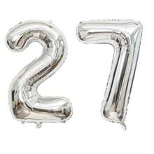2pcs Large 40inch Silver Digital Aluminum Film Balloons, Big Number 0-9 Balloon, Birthday Party Anniversary Wedding Decorations - Silver - View 13