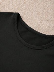 Set de 2 piezas de camiseta de manga corta con lazo delantero informal para niñas y niñas pequeñas