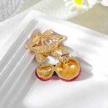 1 Stück elegante und niedliche Kirschfrucht Brosche aus Zinklegierung, Modeaccessoire für Sommer, Damen, für Rucksack, Hut, Schule Obst