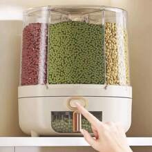 1pc 360° Rotating Storage Container, Multipurpose Insect-Proof And Moisture-Proof Sealed Box, Reusable Large Rice Bucket, For Grain, Dry Food, Cereal And Flour, Kitchen Organizers And Storage, Kitchen Accessories Rice Bucket Household Insect And Moisture Proof Grain Food Container