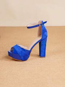 Women's Chunky Heel Waterproof Platform Fashionable Metal Decor Elegant Sandals
