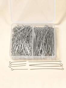 300/200/100 Pieces Of Nine-Character Pin (Box/Bag) Jewelry Accessories Nine-Character Pin Beading Needle 24MM-50MM Bendable Nine-Character Pin DIY Bracelet Necklace Earring Accessories Handmade Jewelry Accessories Pendant Accessories Bead String Material - Silver