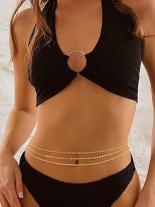 Ladies' Layered Abdominal Chain Adjustable Sexy Bikini Satellite Bead Chain Summer Matte Body Chain Women's Jewelry Gifts