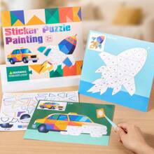 Libro de Pegatinas Puzzle 3D para Niños, Juguete Creativo de Manualidades con Pegatinas, Patrón de Animales/Tráfico, Entrenamiento de Pensamiento Lógico, Juego Interactivo Padres-Hijos, Apto para Niños y Niñas de 3-5 Años