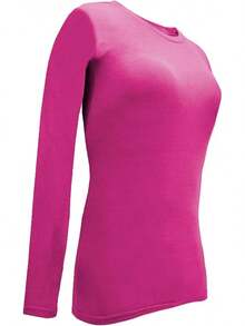Women's Under Scrub Tee Crew Neck Long Sleeve-Shirt - 玫紅色 - 查看 4