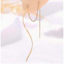 2pcs/Set S-Shaped Wavy Long Earrings For Women, Daily Match Party Accessory Casual Date Decoration