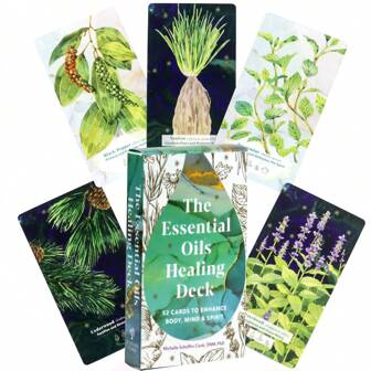 一套 52 张卡片，用于增强身体、心灵和精神，精油疗愈卡，植物疗法神谕卡，适合女性初学者，采用优质纸质材料