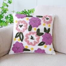 1 pièce Housse de coussin décorative avec motif floral et papillon, housse de coussin de style ferme brodée pour la décoration de la maison, le canapé, la chambre à coucher