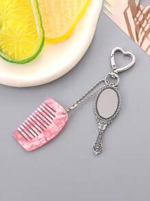 1 pièce Porte-clés pendentif miroir mini peigne charmant. Décoration créative de porte-clés. Pendentif de sac. Cadeau pour camarade de classe, ami, famille, anniversaire, Saint-Valentin, fête, Halloween, Thanksgiving, Noël. Accessoire de voiture, charm de sac, sac à dos pour l'école