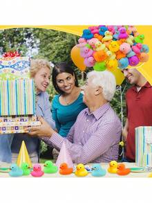 12/24pcs Colorful Rubber Ducks, Bathroom Shower Toys, Summer Beach And Birthday Party Swimming Pool Toys, Party Decorations And Gifts - Pink - View 7