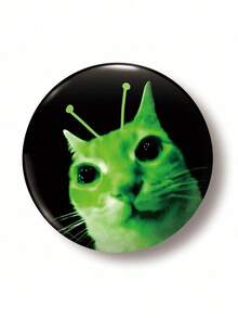 1 Pc 4.4cm/1.73" Cute Cat/Alien Cat & Dog Pattern Safety Pin Badge, Button Brooch, Suitable For Attaching To Clothes, Bags, Backpacks, Interesting Gift For Friends And Family - Multicolor - View 10