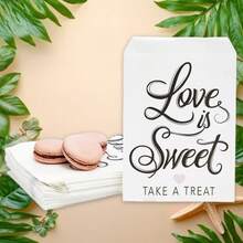 100 bolsas de tratamiento 'El amor es dulce' para boda, fiesta de compromiso, fiesta de novia (5 x 7.5 pulgadas)