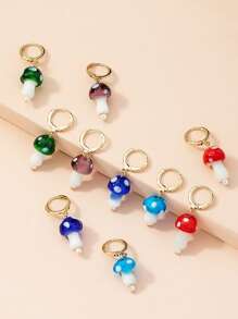 1 par de aretes novedad en forma de champiñones, joyería delicada para damas de honor