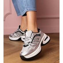 Fashionable Versatile Casual Breathable Thick-Soled Sneakers - Silver - View 2