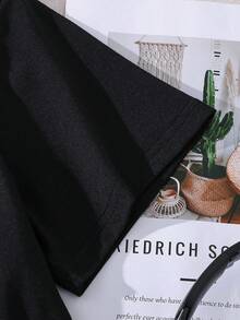 Children's School Uniform Tween Boys' Letter Printed Short Sleeved T-Shirt And Embroidered Letter Woven Shorts Set, With Coconut Tree Print, Suitable For Summer Outdoor, Suitable For School,Suitable For Leisure, Suitable For Vacation