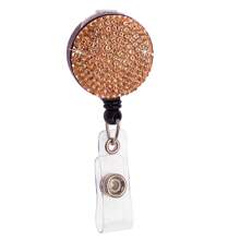 1pc Colorful Rhinestone Inlaid ABS Plastic Retractable Badge Reel, ID Card Holder With Belt Clip And 360 Degree Swivel Back To School