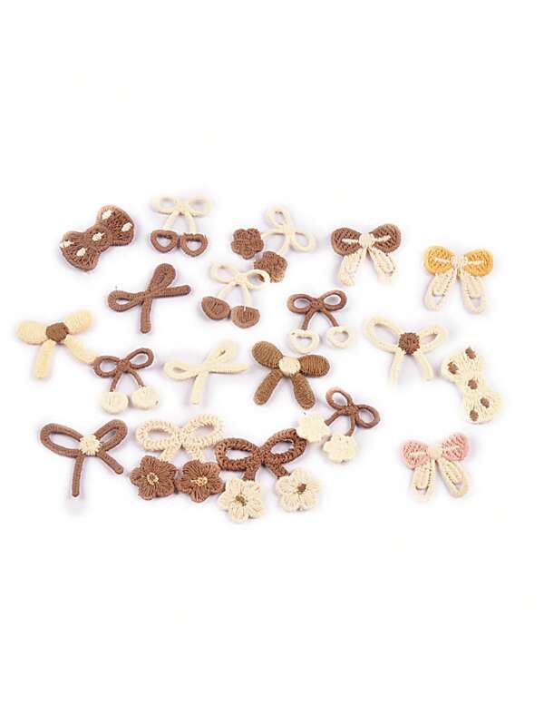 20 piezas Parches con forma de lazo de colores variados de 3,5-1,6 cm, parches bordados para DIY en ropa, sombreros y accesorios de costura, sin adhesivo