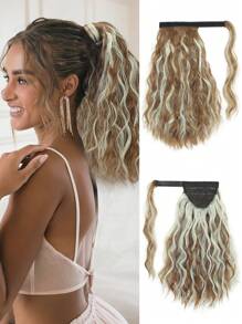 Extension de queue de cheval, rallonge de cheveux synthétique bouclée à effet vague d'eau, conception de poche en maille invisible, perruques convenant à l'usage quotidien des femmes