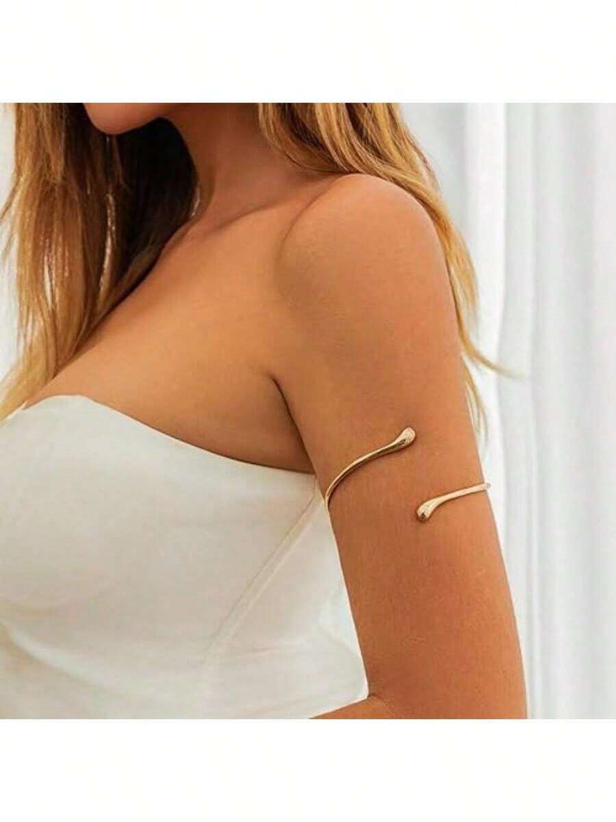 Adjustable Layered Arm Ring - Minimalist Water Drop Adjustable Design | Stackable Summer Arm Jewelry, Exclusive For Beach Vacation - 金色 - 查看 1