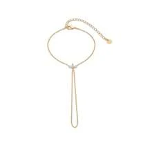 TUANZISP 1pc Adjustable Copper Plated Finger Chain Bracelet, Decorated With Faux Pearl And Cubic Zirconia, Elegant Style Suitable For Daily Wear, Fashionable And Luxury Women Jewelry Gift For Birthday, Valentine's Day
