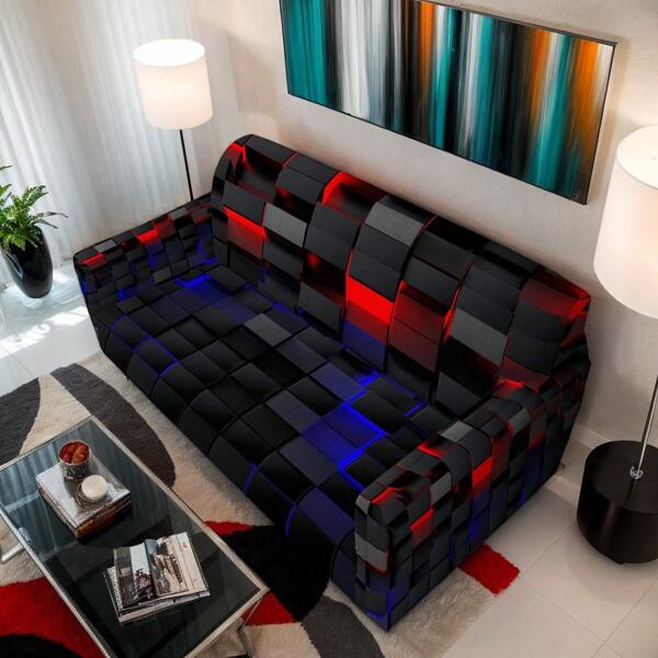 1 Pieza Funda de sofá elástica con un patrón geométrico vibrante - Funda de tela de poliéster elástica, lavable a máquina, apta para la sala de estar moderna, dormitorio, área de comedor, sofá