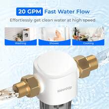 Waterdrop Spin Down Sediment Filter, Reusable Sediment Water Filter For Whole House, Flushable Pre-Filter System For City/Well Water, 1" MNPT + 3/4" FNPT, WD-PF01 - White - View 3