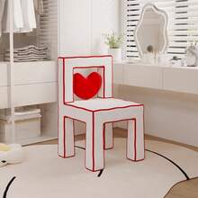 1 pieza Taburete de vestir de piel de oveja creativo para el dormitorio de niñas, taburete de maquillaje estilo crema con respaldo, silla de amor para uso doméstico, taburete esponjoso y lindo de amor, regalo de inauguración de la casa, silla y taburete de muebles para el hogar - Multicolor - Ver 6