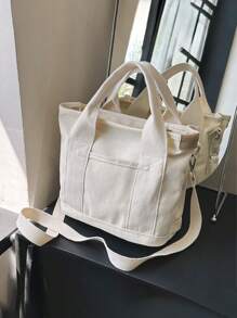 1PC Women's Personalized Ins Canvas Bag, Fashionable And Versatile Commuting Shoulder Bag For Work, Portable Multi-Pocket Storage Bag, Large-Capacity Student Book Handbag With College Style,All-Purpose,Large Capacity,Versatile,Multifunction,Colorful,Cute,Adorable,Contracted,Funny,Kawaii,Y2K,Minimalist,Commuting,Business Casual,Basics,Custom,Personalized,Unique,Customized,Ideal Gifts For Him,Ideal Gifts For Her,Her,Family,Friends,Girlfriend,For Anniversaries,For Birthdays,For Holiday/ Vacation,For Outdoors/Outings/Travel/Hiking/Stadium/Sports/Climbing,For Business/Commute/Work/Office