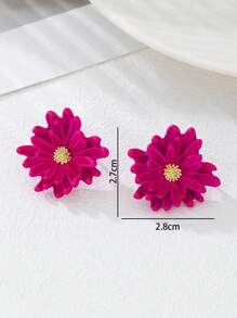 1 par de brincos florais assimétricos de camada dupla coloridos para mulheres, adequados para uso em férias/viagens/festivais de música