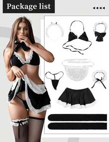 MEIJUANAASex French Maid Outfit Maid Costume Femboy Lingerie Set Anime Cosplay Outfits Women - 1 - View 5