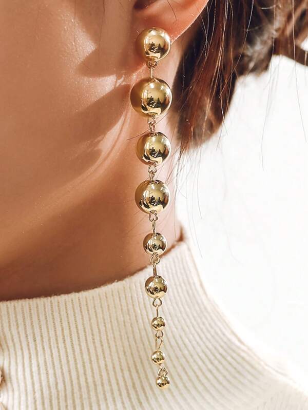 1 Pair Of New Best-Selling Fashion & Unique Accessories From Europe & America, Golden Long Earrings, Versatile & Elegant Casual/Party/Street Zinc Alloy Earrings