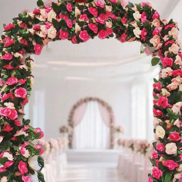 LED, Authentic, Rose, 45 Flowers, Vine, Plant, Wedding, Decoration, Fake Flowers, Battery Box, Light String