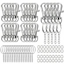30 piezas Ganchos giratorios de Navidad, anillos divididos y anillos de salto a granel, accesorios para hacer llaveros, suministros de artesanía para hacer llaveros de metal DIY