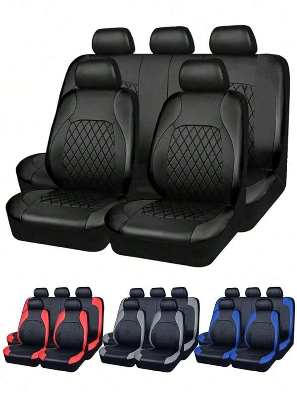 Full Set PU Faux Leather Car Seat Covers, Compatible With Airbags, Breathable, Suitable For Cars, Trucks, SUVs, Comfortable, Durable, Waterproof And Breathable, Prevents Car Seat From Stains, Spills, Dust And Dirt