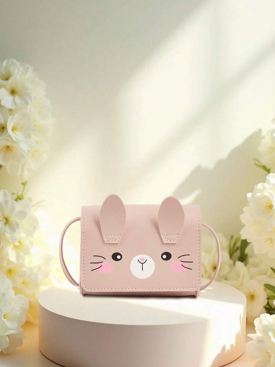 1 pieza Bolso bandolera cruzado mini con diseño de conejito lindo para niñas, adecuado para combinar con atuendos diarios - Rosa - Ver 1