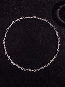 1pc Fashionable Minimalist Punk Style Thorn Silver Necklace, Versatile Collarbone Chain For Men, Suitable For Work And Daily Wear